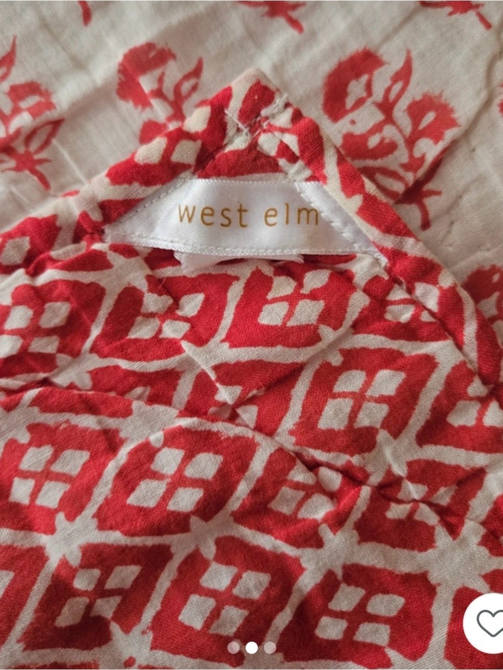 West Elm King Block Print Geometric bedspread quilt